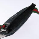 GUCCI GG Canvas Web Sherry Line Shoulder Bag Black Silver 146309 Auth 134126-6