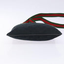 GUCCI GG Canvas Web Sherry Line Shoulder Bag Black Silver 146309 Auth 134126-5