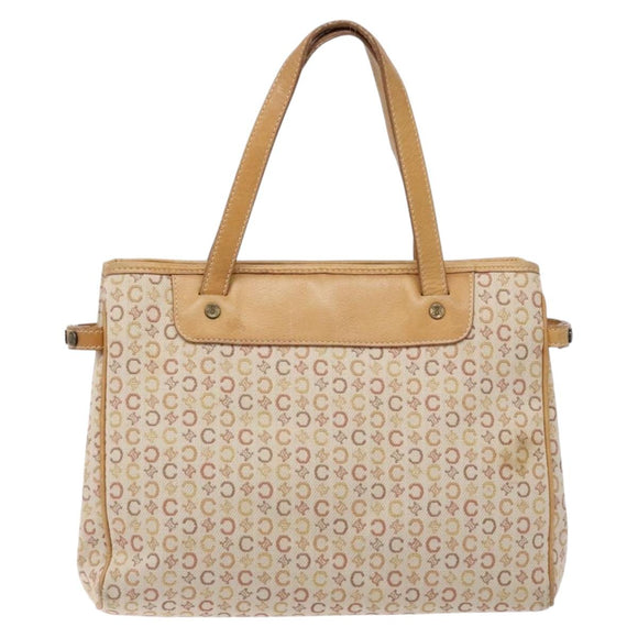 CELINE C Macadam Canvas Hand Bag Beige Auth 134129