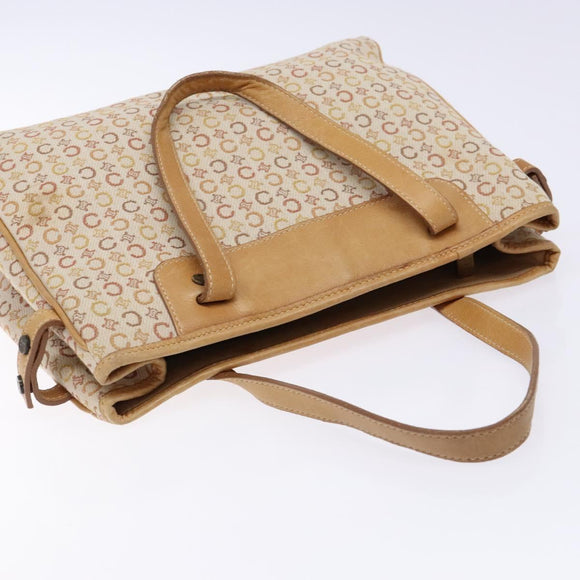 CELINE C Macadam Canvas Hand Bag Beige Auth 134129
