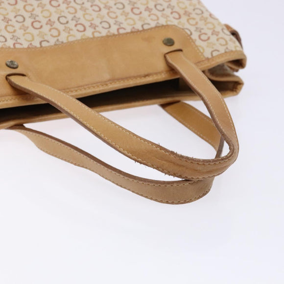 CELINE C Macadam Canvas Hand Bag Beige Auth 134129