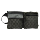 GUCCI GG Canvas Waist bag Gray Silver 28566 Auth 134140-1