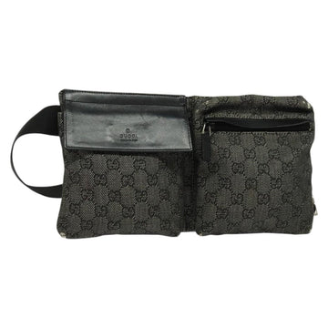 GUCCI GG Canvas Waist bag Gray Silver 28566 Auth 134140