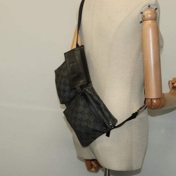 GUCCI GG Canvas Waist bag Gray Silver 28566 Auth 134140
