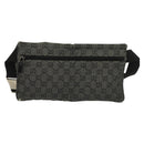GUCCI GG Canvas Waist bag Gray Silver 28566 Auth 134140-2