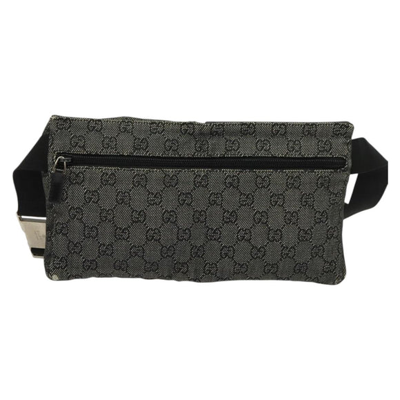 GUCCI GG Canvas Waist bag Gray Silver 28566 Auth 134140