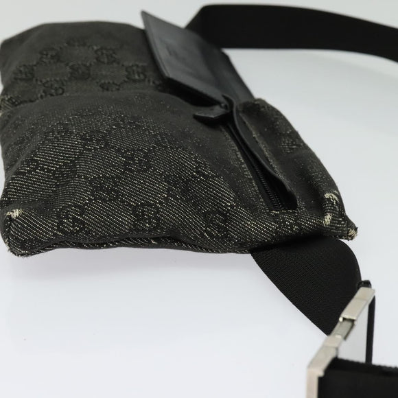 GUCCI GG Canvas Waist bag Gray Silver 28566 Auth 134140