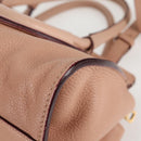 Chloe Everston Hand Bag Leather 2way Beige Gold Auth 134169V-18