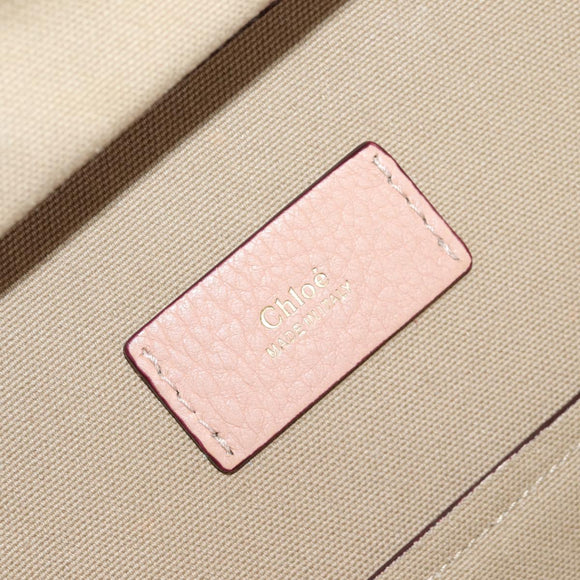 Chloe Everston Hand Bag Leather 2way Beige Gold Auth 134169V