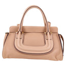 Chloe Everston Hand Bag Leather 2way Beige Gold Auth 134169V-13