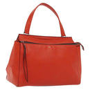 CELINE Edge Hand Bag Leather Orange Silver Auth 134171-1