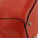 CELINE Edge Hand Bag Leather Orange Silver Auth 134171-11