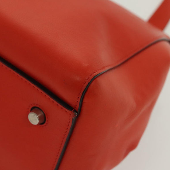 CELINE Edge Hand Bag Leather Orange Silver Auth 134171