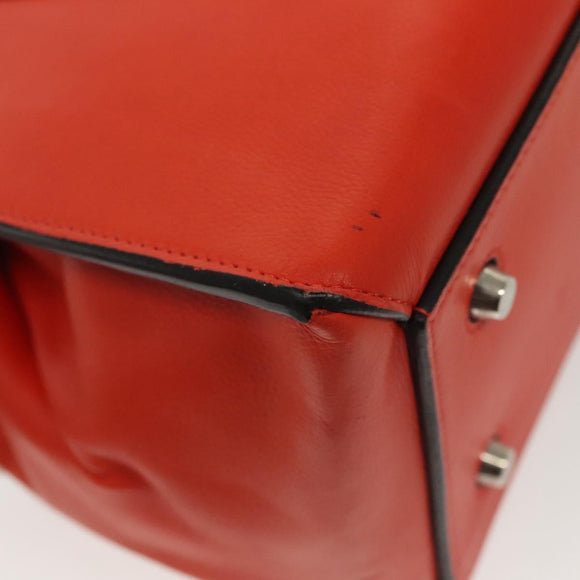 CELINE Edge Hand Bag Leather Orange Silver Auth 134171