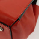 CELINE Edge Hand Bag Leather Orange Silver Auth 134171-14