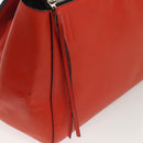 CELINE Edge Hand Bag Leather Orange Silver Auth 134171-17