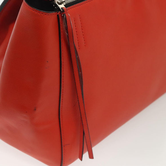 CELINE Edge Hand Bag Leather Orange Silver Auth 134171