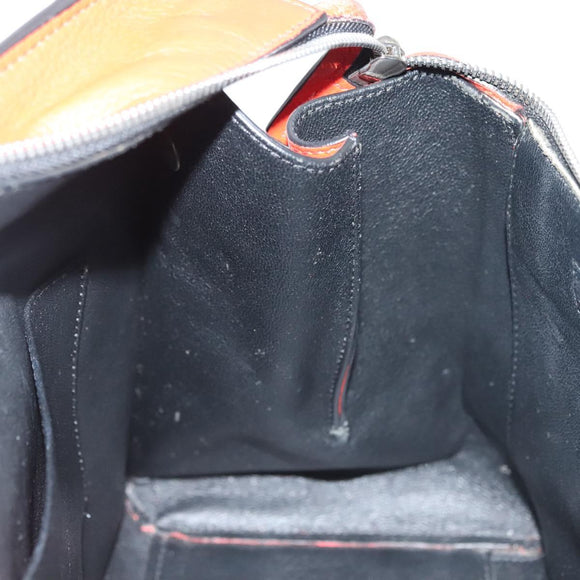 CELINE Edge Hand Bag Leather Orange Silver Auth 134171
