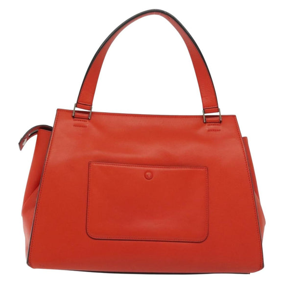 CELINE Edge Hand Bag Leather Orange Silver Auth 134171