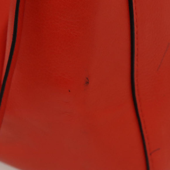 CELINE Edge Hand Bag Leather Orange Silver Auth 134171