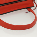 CELINE Edge Hand Bag Leather Orange Silver Auth 134171-8