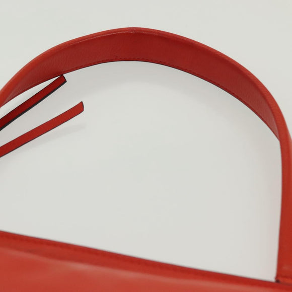 CELINE Edge Hand Bag Leather Orange Silver Auth 134171