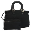 FENDI Hand Bag Cotton Black Silver Auth 134172-1