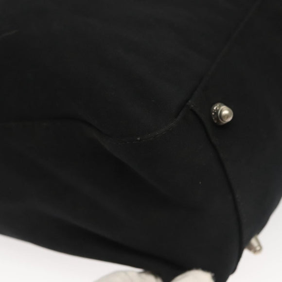 FENDI Hand Bag Cotton Black Silver Auth 134172