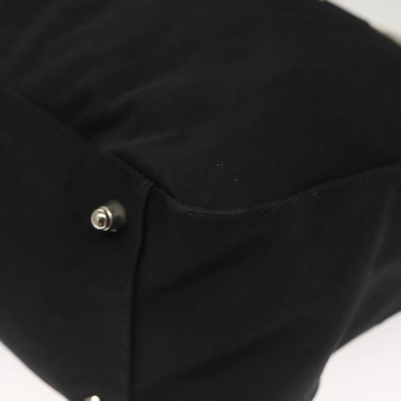 FENDI Hand Bag Cotton Black Silver Auth 134172