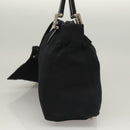 FENDI Hand Bag Cotton Black Silver Auth 134172-3