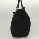 FENDI Hand Bag Cotton Black Silver Auth 134172-4