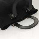 FENDI Hand Bag Cotton Black Silver Auth 134172-6