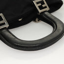 FENDI Hand Bag Cotton Black Silver Auth 134172-7
