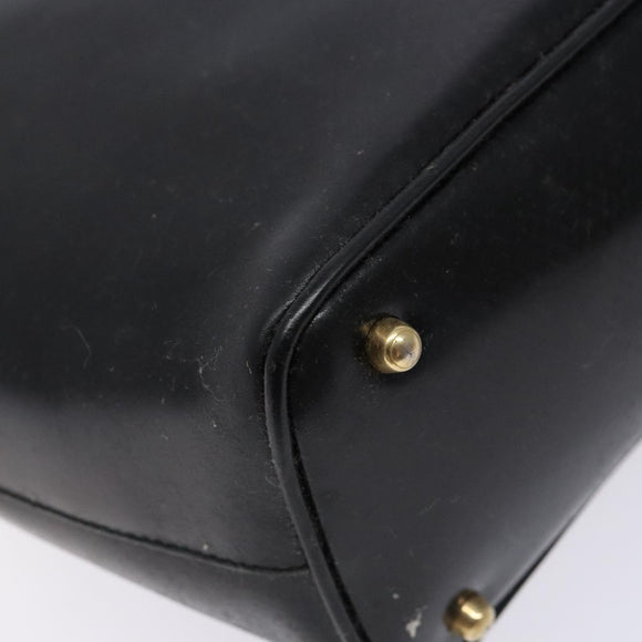 GUCCI Bamboo Hand Bag Leather Black Gold 000 781 0295 Auth 134179