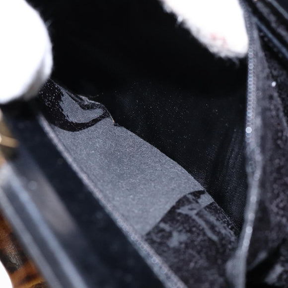 GUCCI Bamboo Hand Bag Leather Black Gold 000 781 0295 Auth 134179