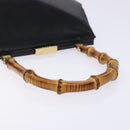 GUCCI Bamboo Hand Bag Leather Black Gold 000 781 0295 Auth 134179-7