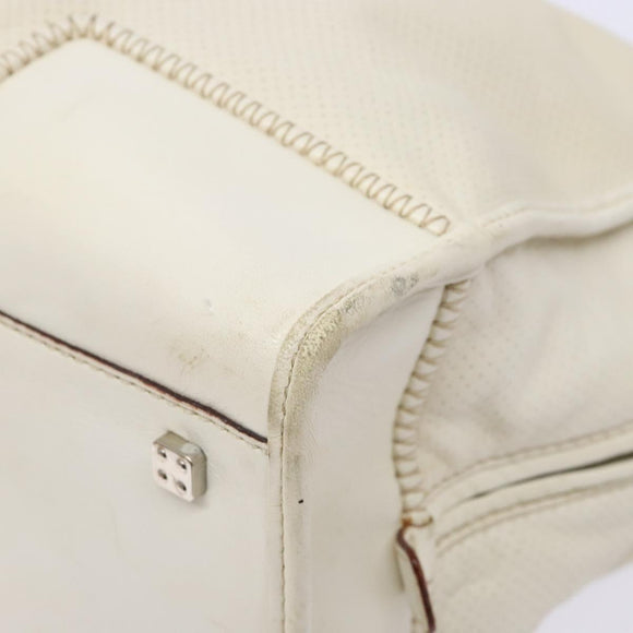 LOEWE Anagram Amazona 36 Hand Bag Leather White Silver Auth 134180