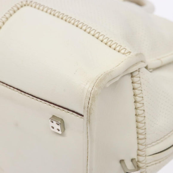 LOEWE Anagram Amazona 36 Hand Bag Leather White Silver Auth 134180