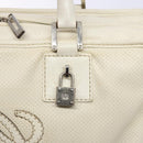 LOEWE Anagram Amazona 36 Hand Bag Leather White Silver Auth 134180-18