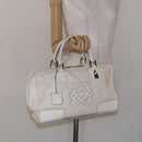 LOEWE Anagram Amazona 36 Hand Bag Leather White Silver Auth 134180-24