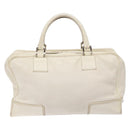 LOEWE Anagram Amazona 36 Hand Bag Leather White Silver Auth 134180-2