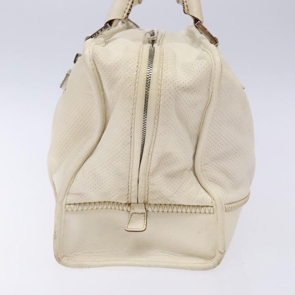 LOEWE Anagram Amazona 36 Hand Bag Leather White Silver Auth 134180