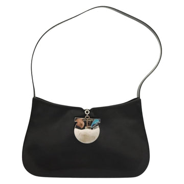 Salvatore Ferragamo Gancini Shoulder Bag Leather Black Silver Auth 134181 - 0