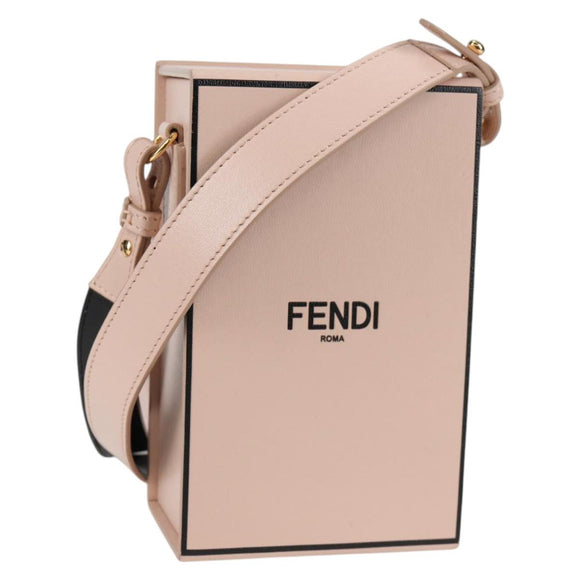 FENDI box Shoulder Bag Leather Pink Gold Auth 134203M