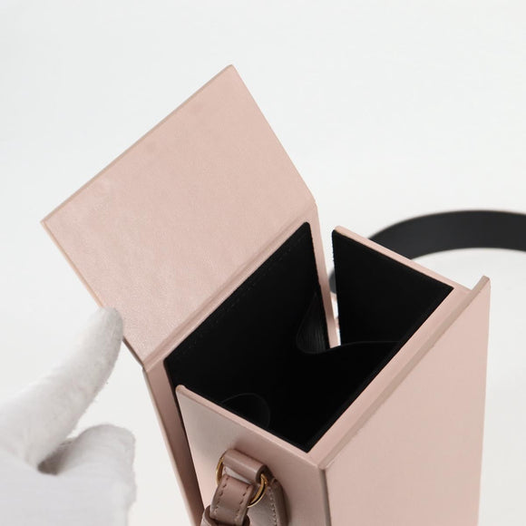 FENDI box Shoulder Bag Leather Pink Gold Auth 134203M