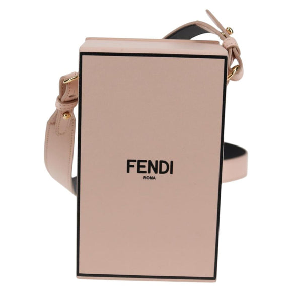 FENDI box Shoulder Bag Leather Pink Gold Auth 134203M