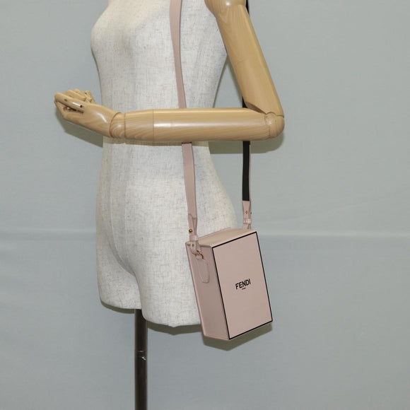 FENDI box Shoulder Bag Leather Pink Gold Auth 134203M