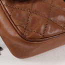 CHANEL Matelasse 25 Chain Shoulder Bag Leather Brown Silver CC Auth 134215-16