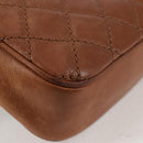 CHANEL Matelasse 25 Chain Shoulder Bag Leather Brown Silver CC Auth 134215-18
