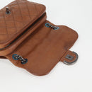 CHANEL Matelasse 25 Chain Shoulder Bag Leather Brown Silver CC Auth 134215-20